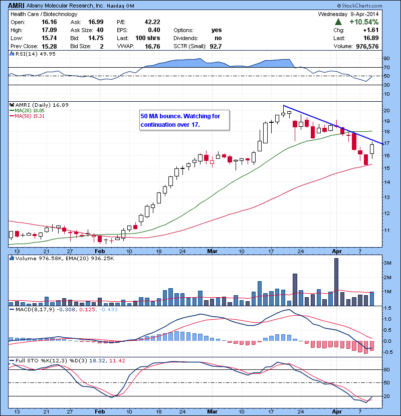AMRI 50 MA bounce. Watching for continuation over 17.
