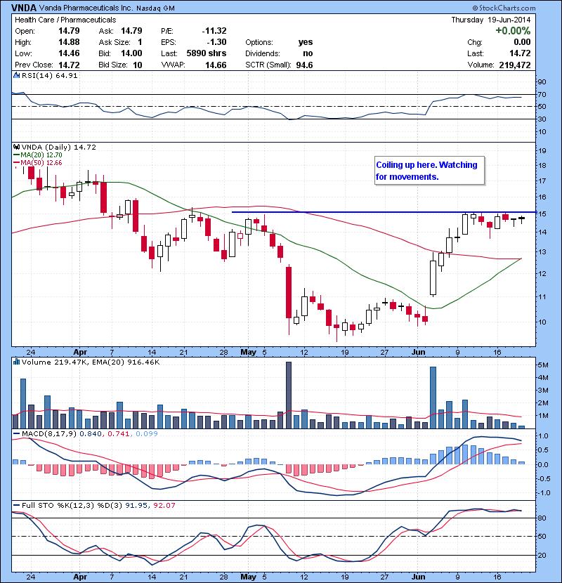 VNDA Coiling up here. Watching for movements.