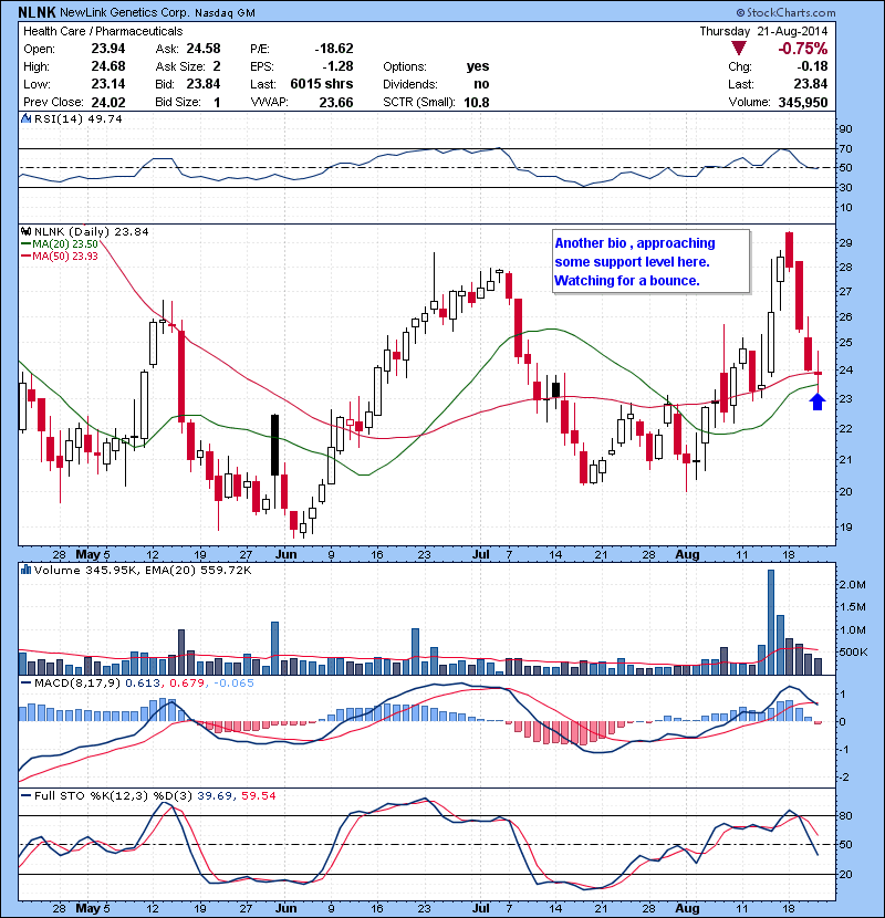 NLNK Another bio , approaching some support level here. Watching for a bounce.