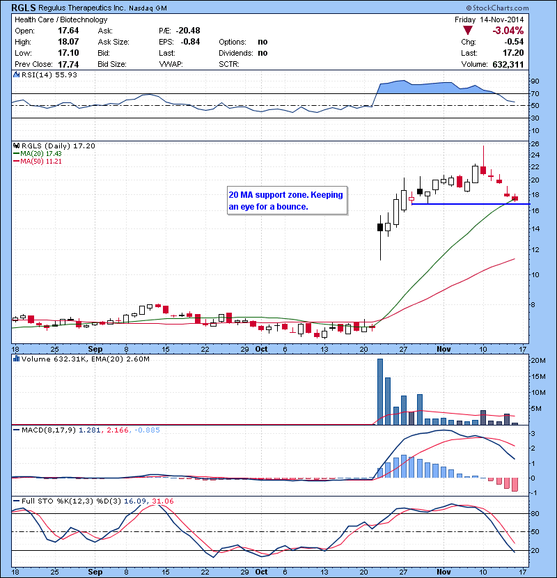 RGLS 20 MA support zone. Keeping an eye for a bounce.