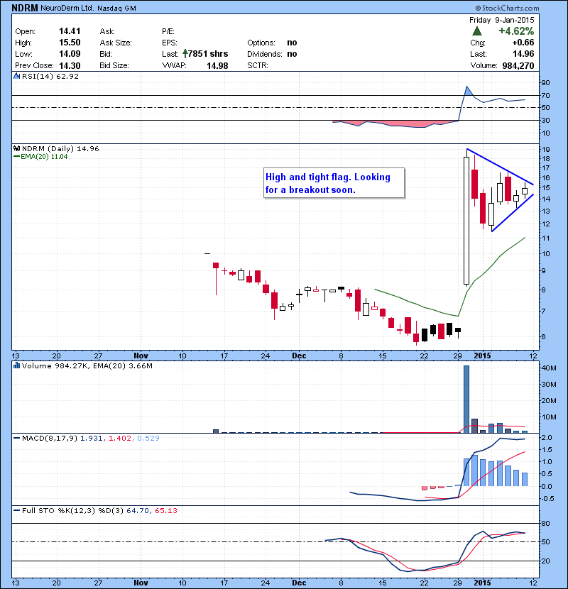 NDRM High and tight flag. Looking for a breakout soon.