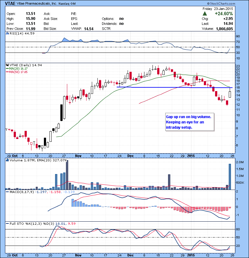 VTAE Gap up run on big volume. Keeping an eye for an intraday setup.