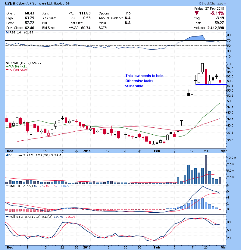 CYBR This low needs to hold. Otherwise looks vulnerable.