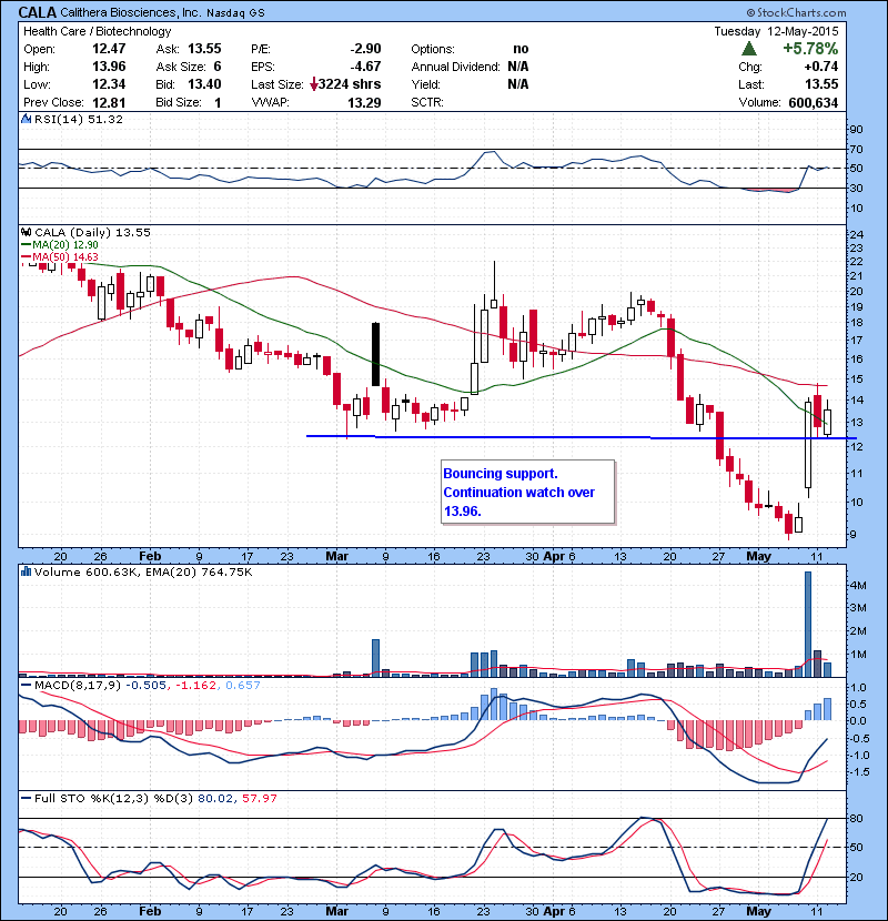 CALA Bouncing support. Continuation watch over 13.96.