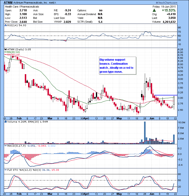 ATNM Big volume support bounce. Continuation watch , ideally on a red to green type move.