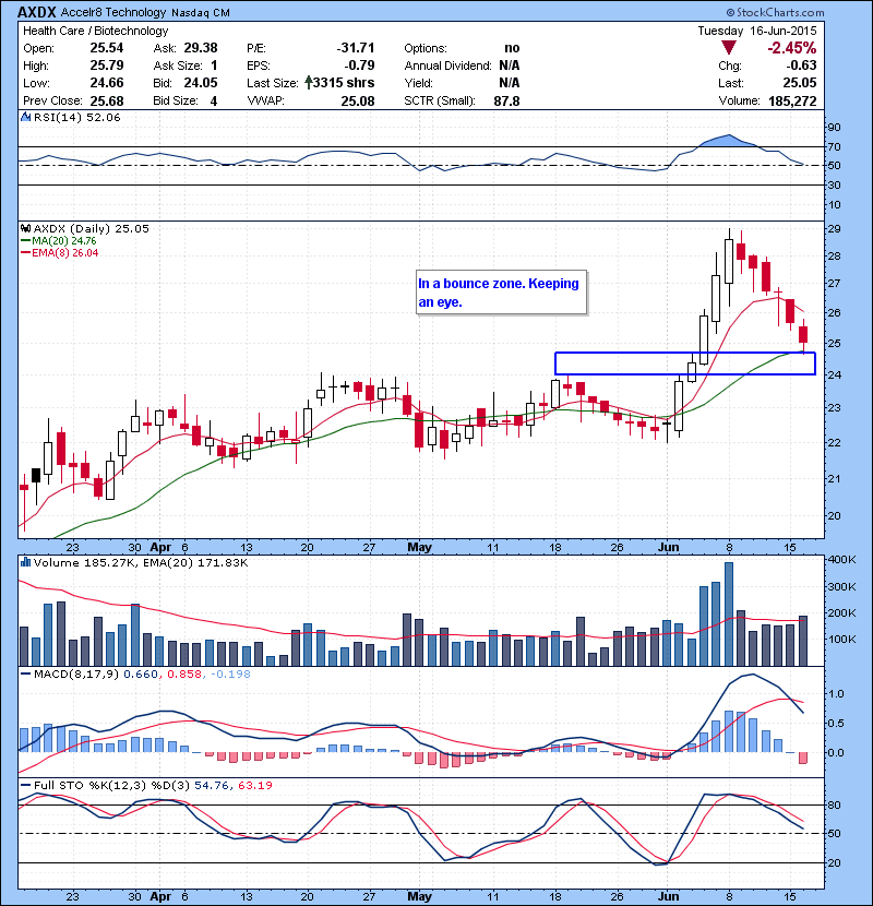 AXDX In a bounce zone. Keeping an eye.