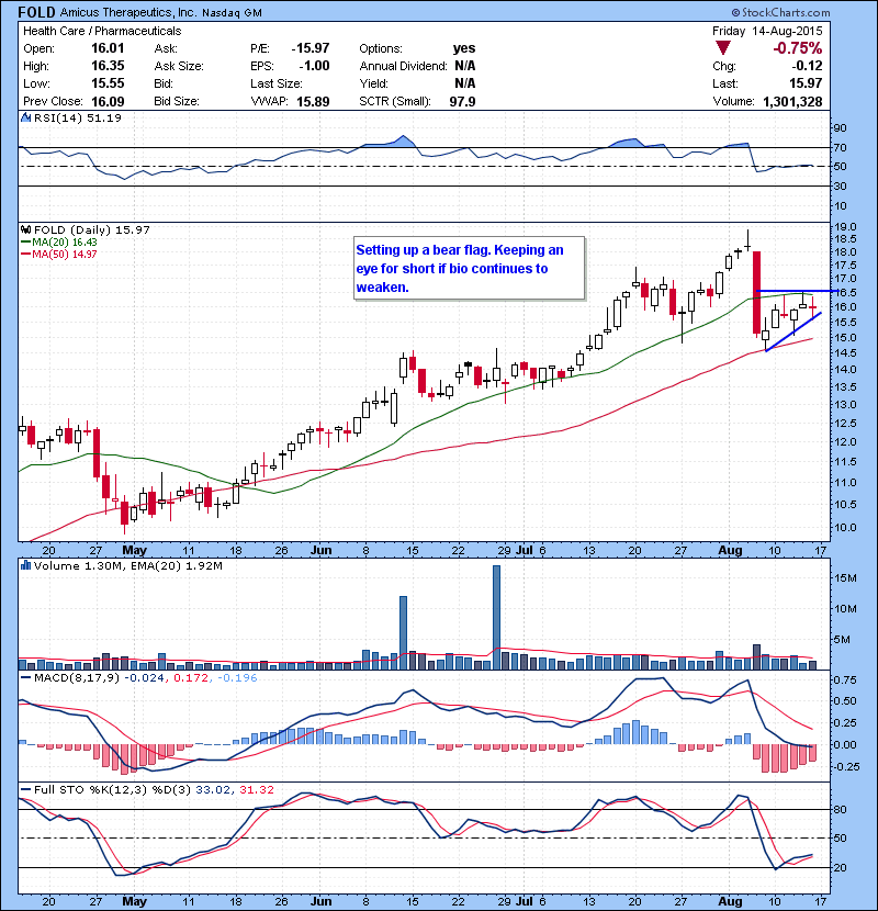 FOLD Setting up a bear flag. Keeping an eye for short if bio continues to weaken.