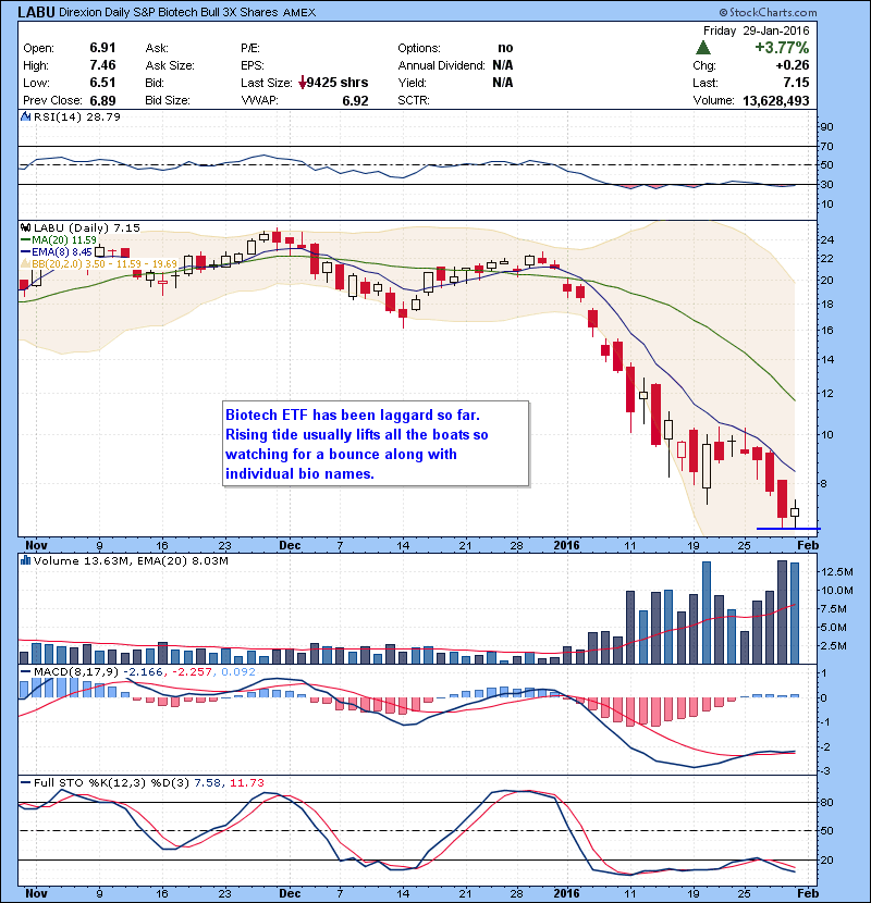 LABU Biotech ETF has been laggard so far. Rising tide usually lifts all the boats so watching for a bounce along with individual bio names.