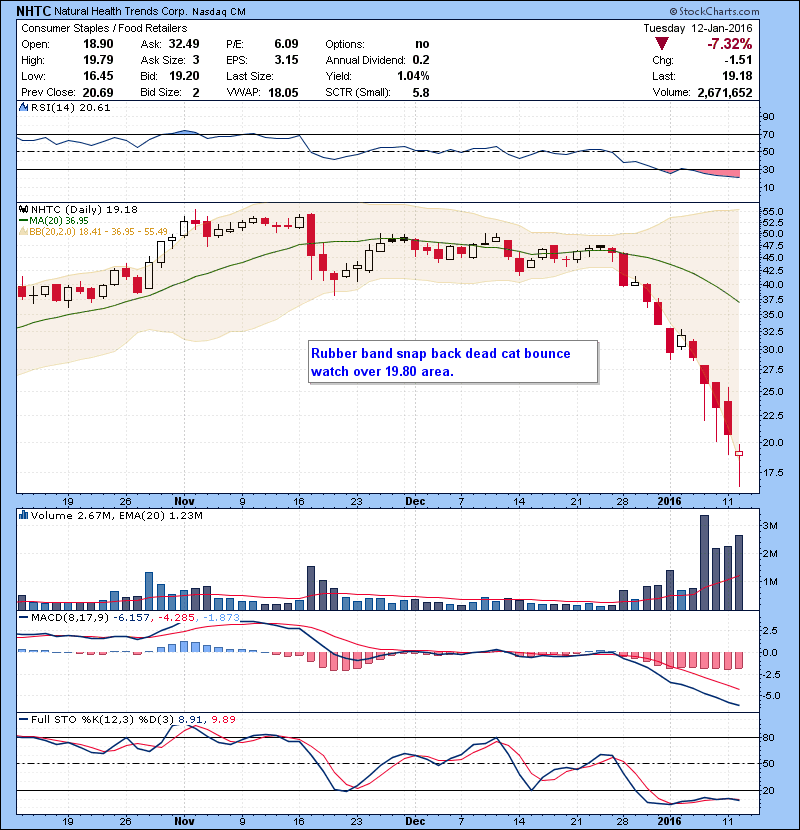 NHTC Rubber band snap back dead cat bounce watch over 19.80 area.