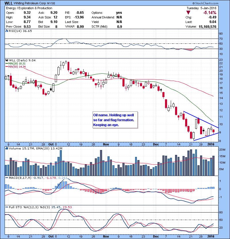 WLL Oil name. Holding up well so far and flag formation. Keeping an eye.