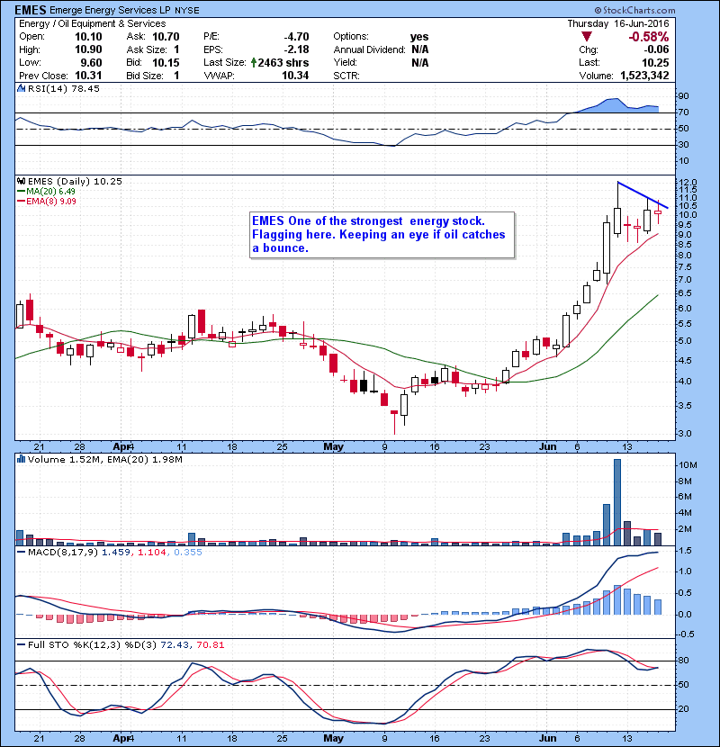 EMES One of the strongest energy stock. Flagging here. Keeping an eye if oil catches a bounce.