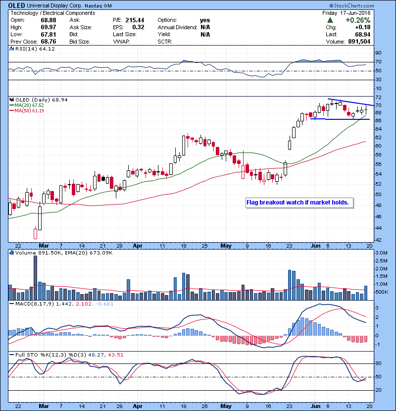 OLED Flag breakout watch if market holds.