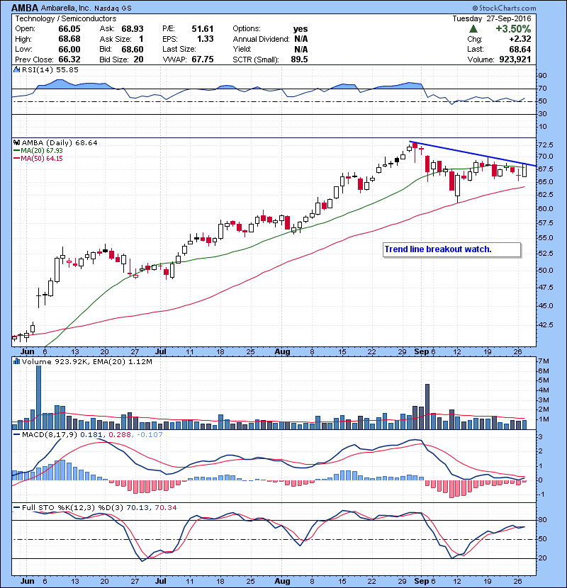 AMBA Trend line breakout watch.