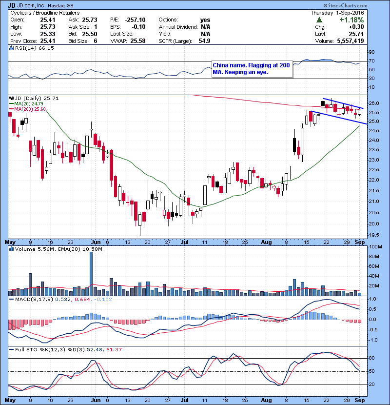 JD China name. Flagging at 200 MA. Keeping an eye.
