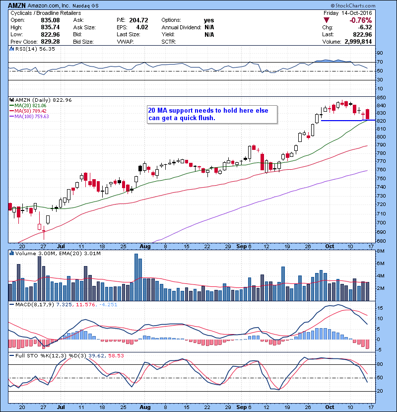 AMZN 20 MA support needs to hold here else can get a quick flush.