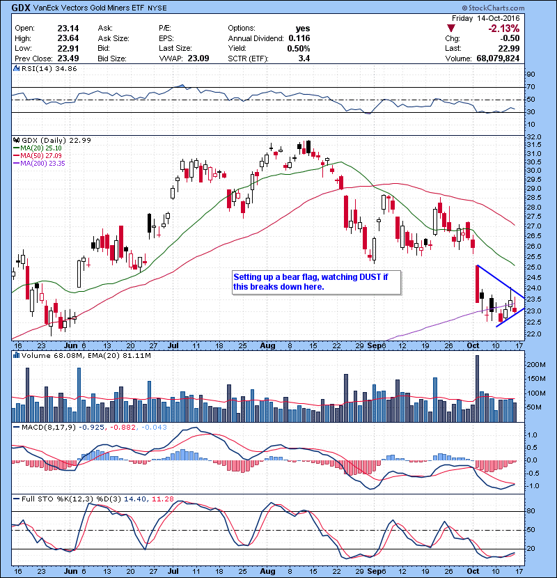 GDX Setting up a bear flag, watching DUST if this breaks down here.