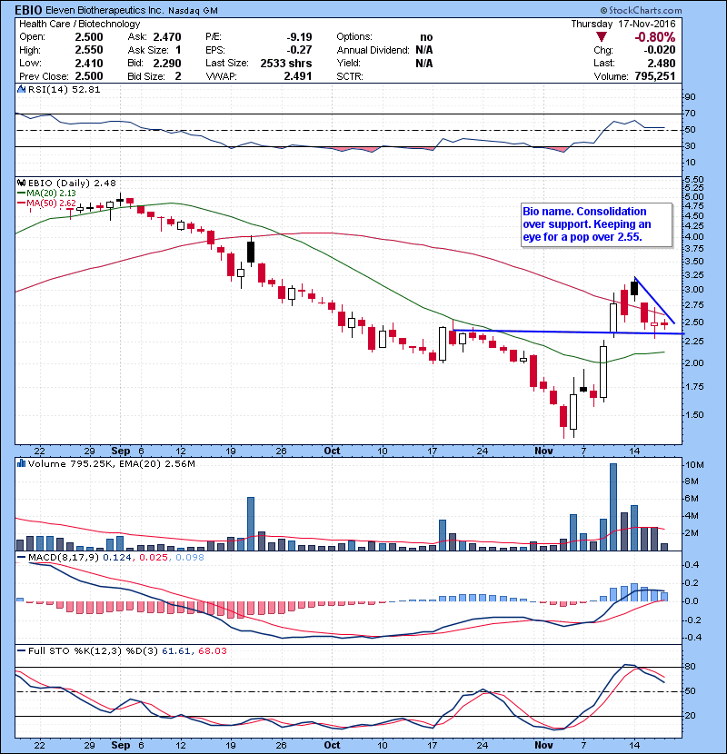 EBIO Bio name. Consolidation over support. Keeping an eye for a pop over 2.55.