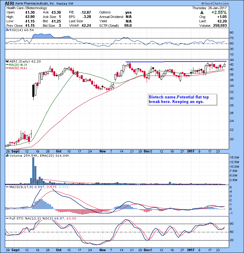AERI Biotech name.Potential flat top break here. Keeping an eye.