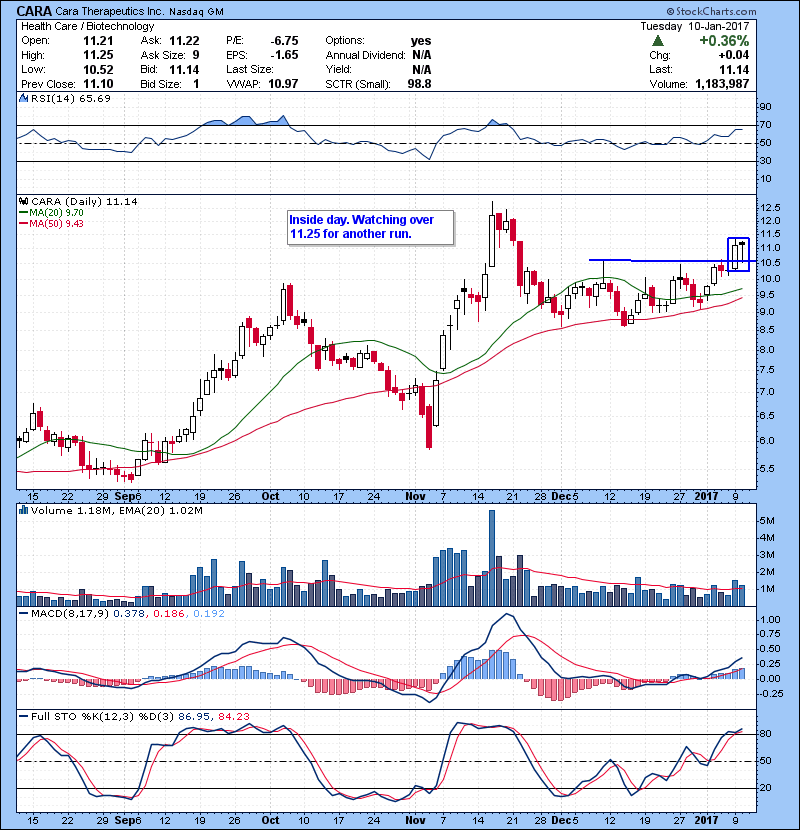 CARA Inside day. Watching over 11.25 for another run.